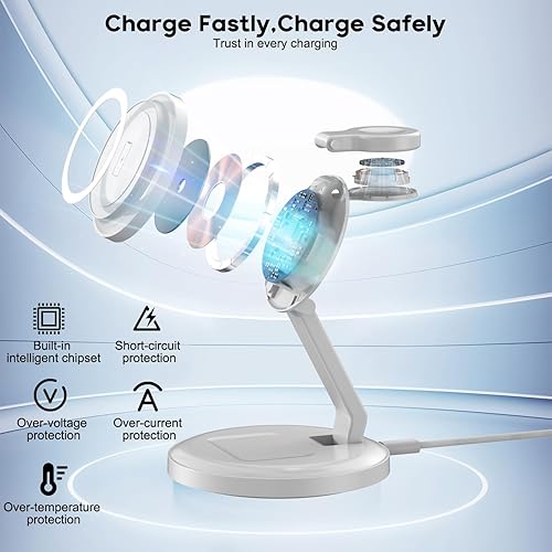 Miniatura 5 de Charging Station for Apple Magnetic Wireless iPhone Mag-Safe Charger,15W 3in1 Foldable Wireless Dock Fast MagSafe Charger Stand for iPhone 17 Pro