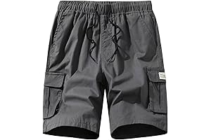 Qualiticotton Men's Cargo Elastic Waist Drawstring Shorts