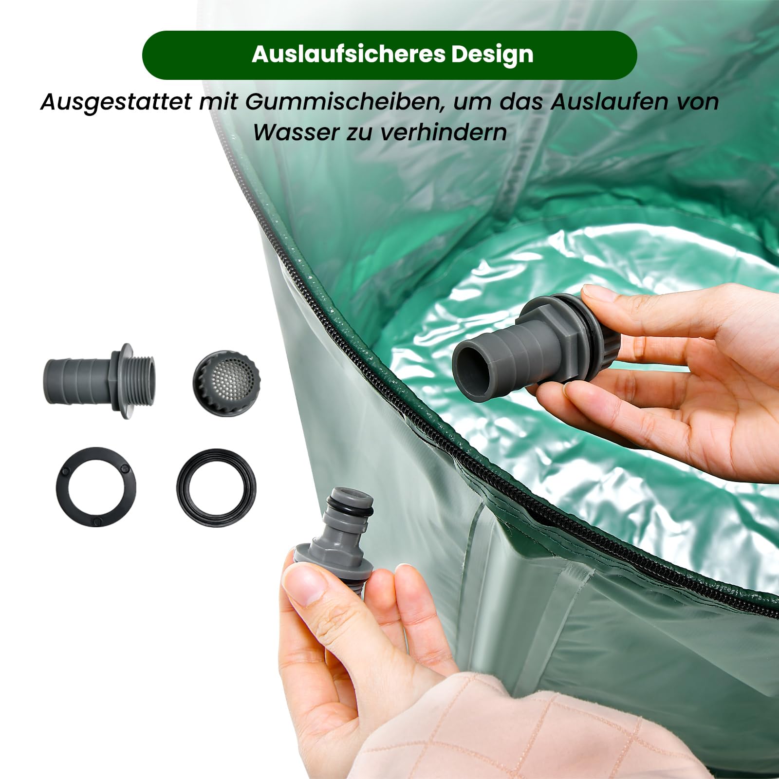 RELAX4LIFE Sistema de recolección de Agua Plegable con Tapa, Grifo y válvula de Drenaje, contenedor de recolección de Agua portátil con Filtro de Malla para riego de Flores, Lavado de Autos (200L)