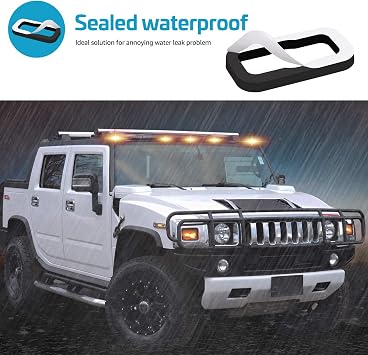 Roof Cab Marker Light Gasket Clearance Running Lamp Seal Front Rear Set Compatible with Hummer H2 2003 to 2009