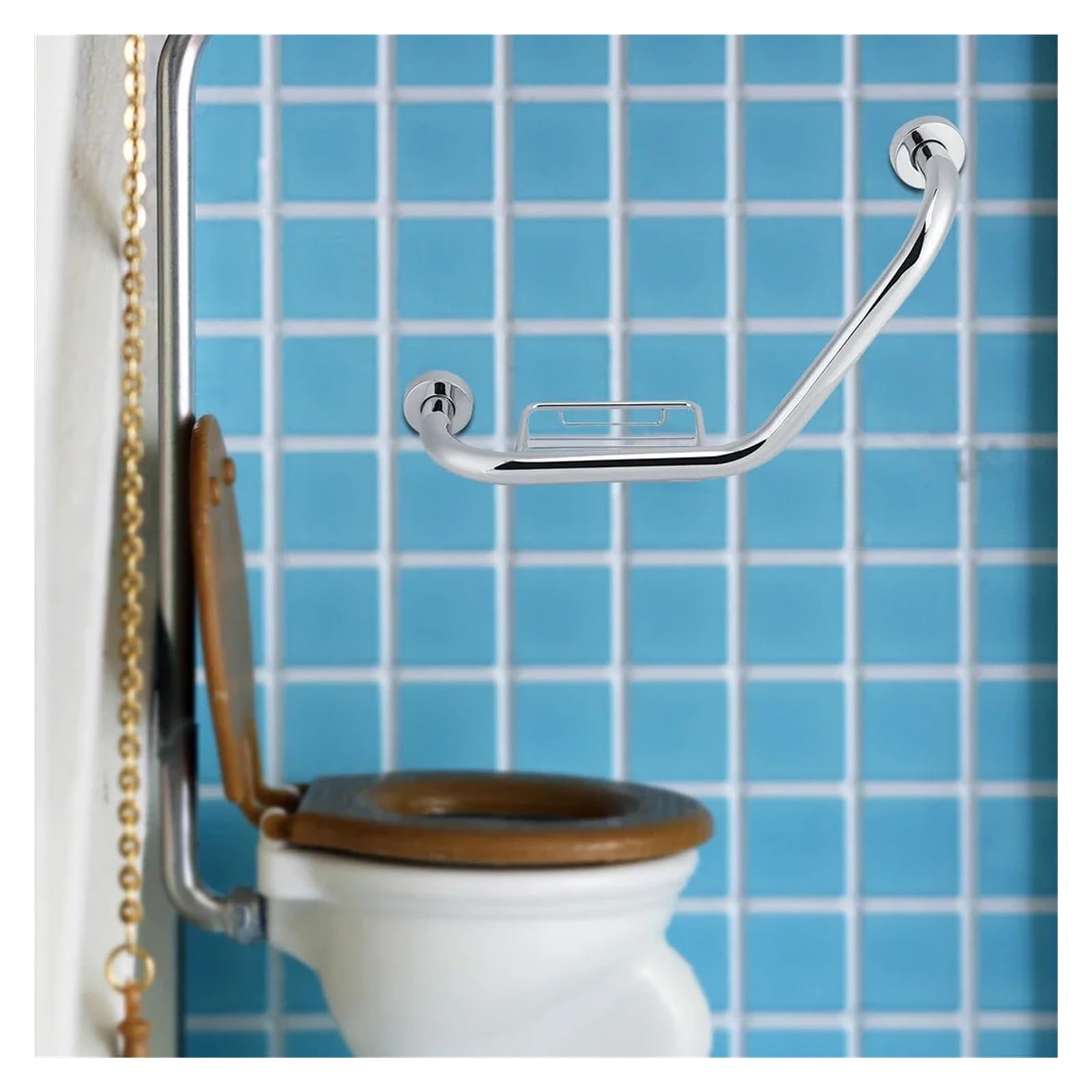 Barra de Apoyo para baño de Acero Inoxidable, Soporte para jabón, asa de Seguridad para bañera, pasamanos Antideslizante para Ducha y bañera, Ideal para Personas Mayores y discapac