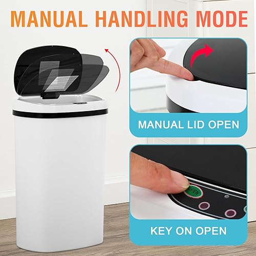 Miniatura 5 de Cubo de basura de cocina de 13 galones de 50 litros, hermoso cubo de basura con tapa y sensor automático para oficina, dormitorio, sala de estar,