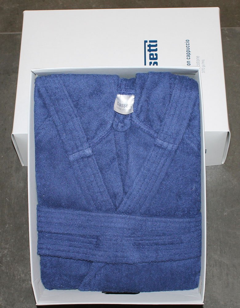 Bassetti Time - Albornoz unisex de 100 % algodón, para hombre y mujer, talla XL 54 - 56, color azul