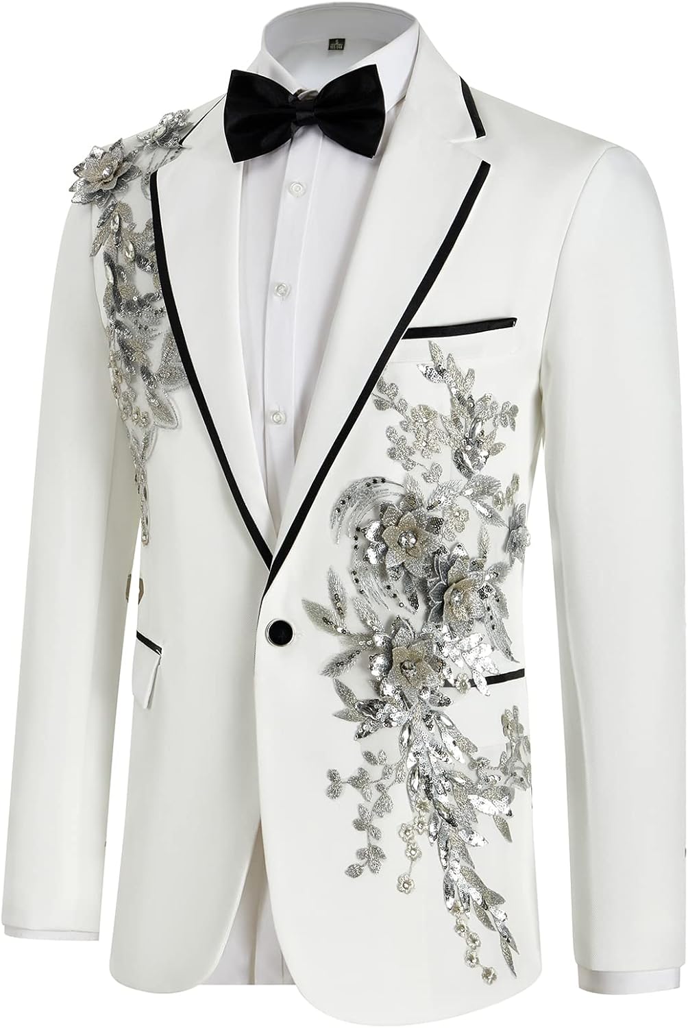 Mens Suits Slim Fit 2 Piece Formal Tuxedo Suits Blazer Pants with Bow Tie for Wedding Prom - Image 3