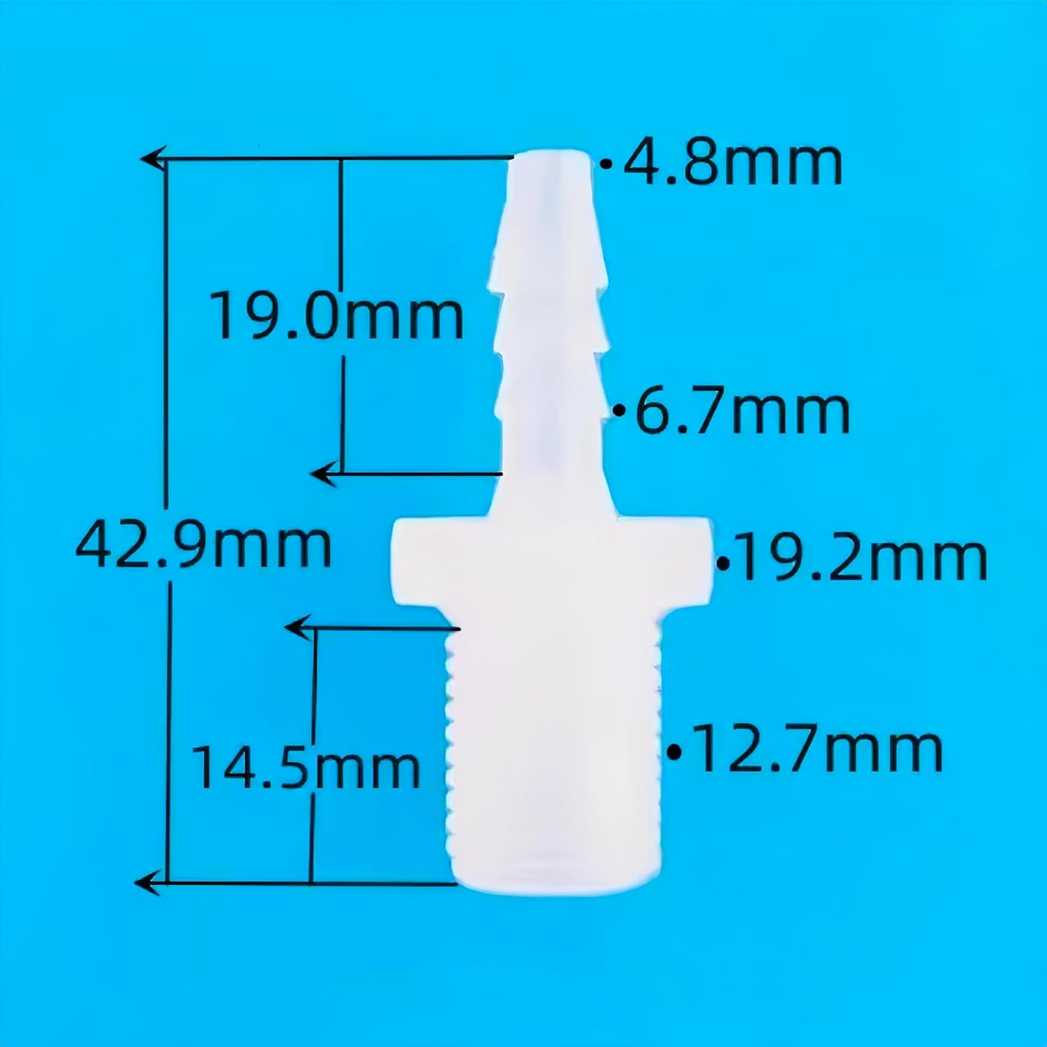 1/4G Male Threaded to Barbed Fittings Barbed Hose Connector Pipe Pagoda Adpaters for Aquariums Gardens Home Use and Hydraulic Connections PP Plastic 100PC/PK (3/16'')