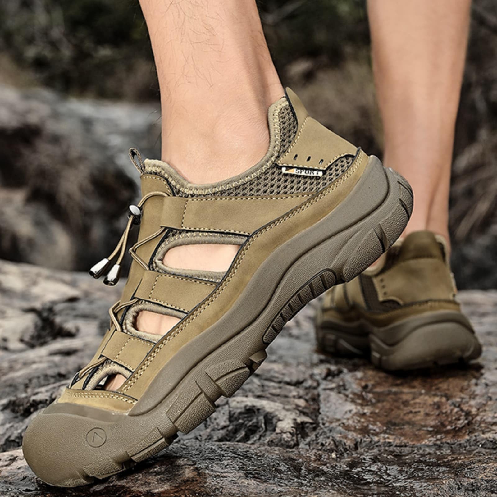 ENEN Sandalias Senderismo Hombre Punta Cerrada, Sandalias Trekking Punta Cerrada Transpirables Cómodas 38-46 EU Zapatillas de Senderismo Verano Antideslizante para Deportivas