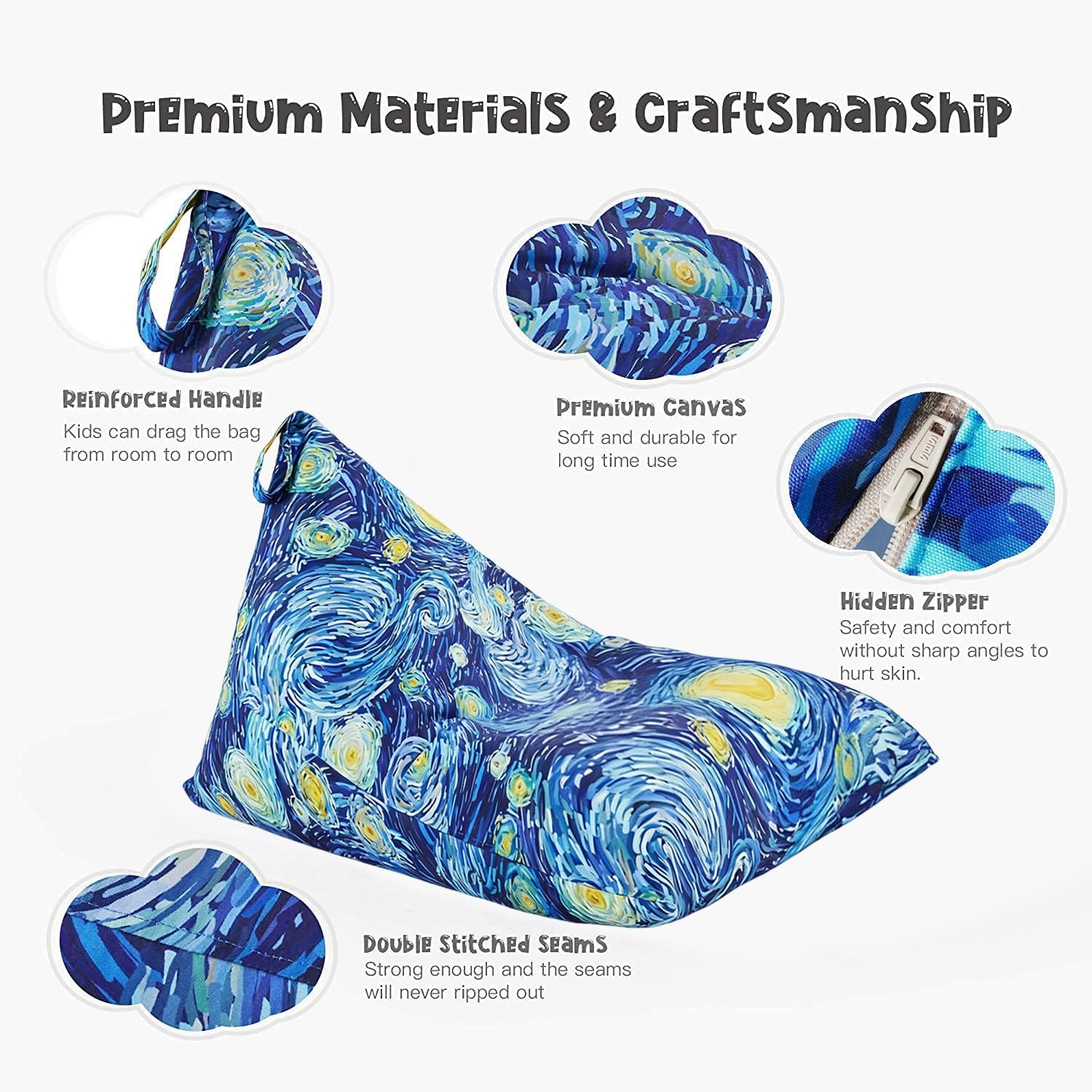 Stuffed Animal Storage Bean Bag Cover, 250L, Starry Night
