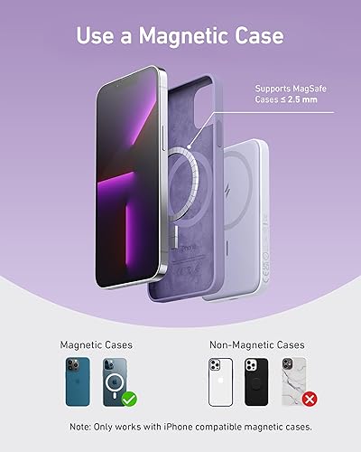 Miniatura 13 de Anker Cargador portátil magnético 621 (MagGo), banco de energía inalámbrico de 5,000 mAh con cable USB-C, batería compatible con Magsafe para iPhone