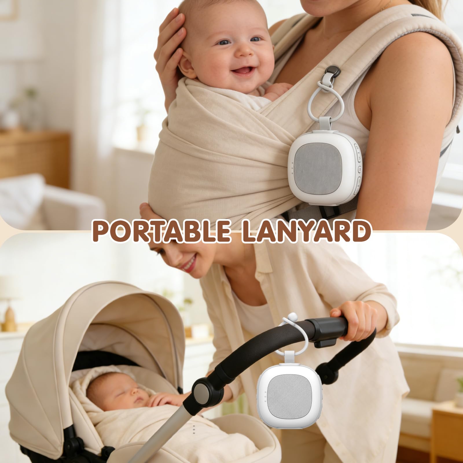 Gemmac Portable Machine à Bruit Blanc avec Veilleuse Intégrée - 32 Sons Apaisants pour le Sommeil Thérapie Sonore avec Veilleuse 7 Couleurs Fonction de Mémoire,Minuterie pour la Chambre/Sortir