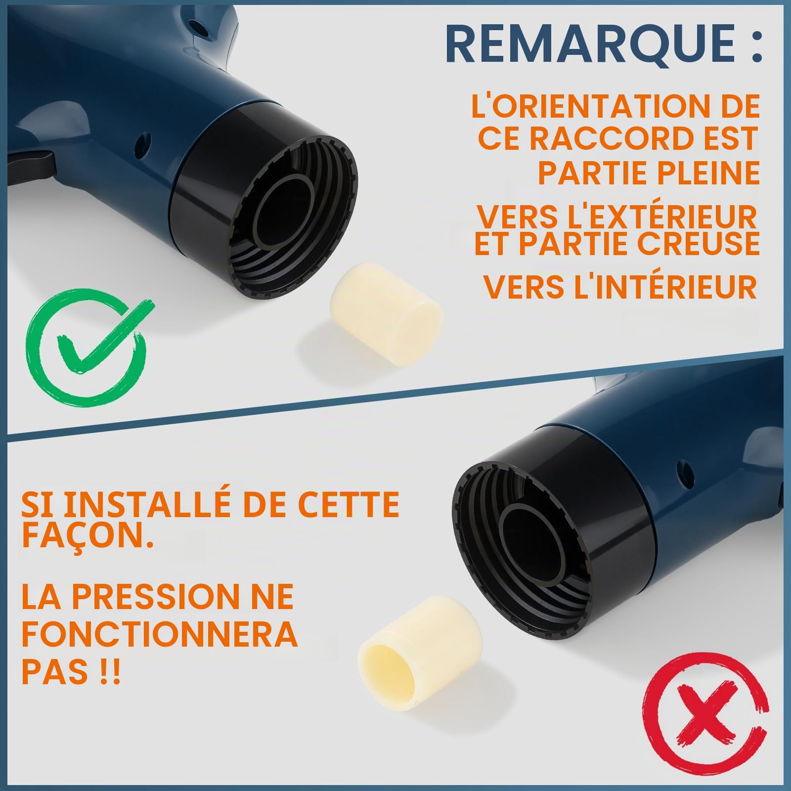 Kit de déboucheur 5 en 1 à air comprimé – Pompe de débouchage avec corps en acier inoxydable 304, indicateur de pression d'air et 8 embouts – Pompe WC pour toilettes, lavabo, douche, cuisine