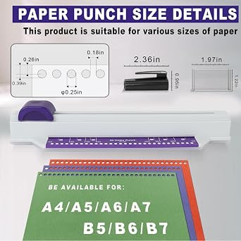 Hand Push Binding Machine, 30 Hole Book Binders Machine A4 Paper Hole Puncher with 4 Loose Leaf Strips for Store Office Paper Notebook Scrapbook