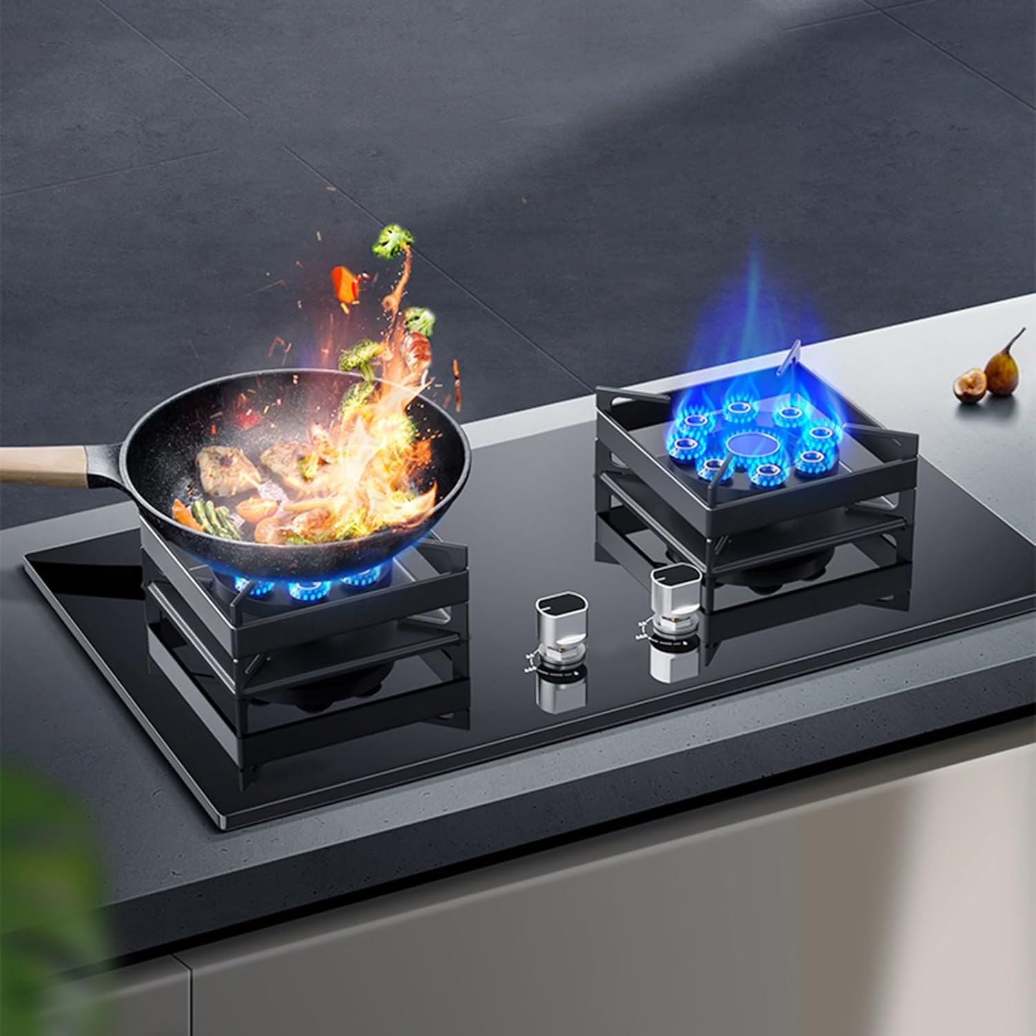 Gas Cooker,5.2kW Stainless Steel Gas Stove,Household Countertop/Built-In,for Family Restaurants Food Stalls(NG)