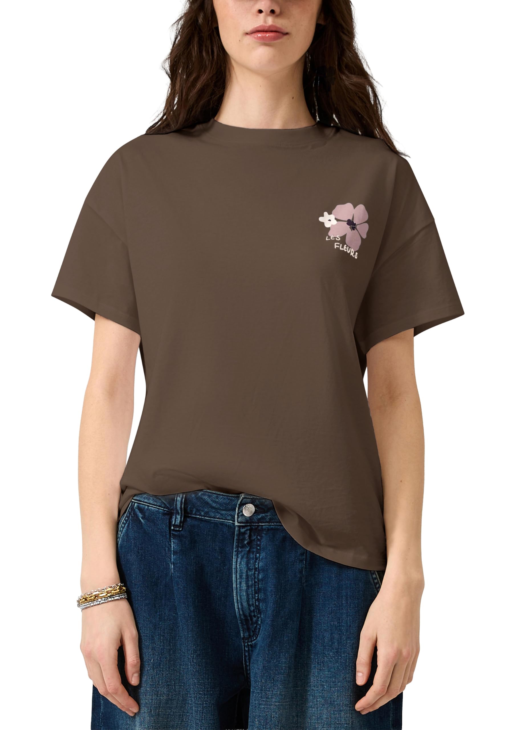 QS Women's 2181429 Short-Sleeved T-Shirt, Brown, L