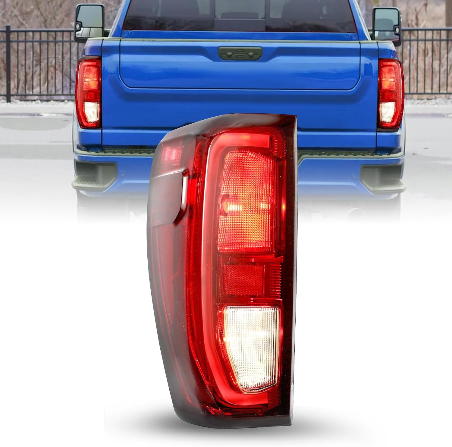 JSBOYAT Halogen Tail Light Assembly for 2019-2024 GMC Sierra 1500/2500HD/3500HD Brake Light Taillight Rear Lamp w/bulbs LH Left Driver Side