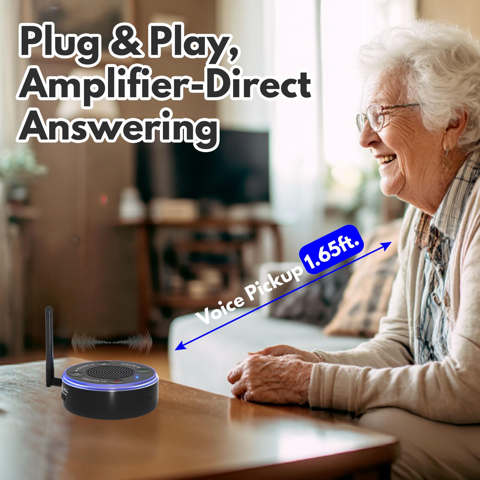 Amplificatore di suoneria del telefono cellulare forte 120dB con lampeggiante rosso e blu | Nessuna chiamata persa | Prodotti per non udenti | Booster altoparlante wireless per telefono