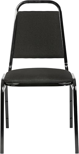 Miniatura 7 de Flash Furniture Hercules Series - Silla de banquete apilable con respaldo trapezoidal en tela negra, marco negro