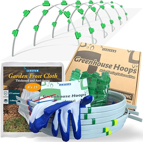 Miniatura 7 de LANEVAN Kit de red de malla de jardín, aros de invernadero de fibra de vidrio súper flexibles con barrera de plagas ultrafina para camas elevadas de