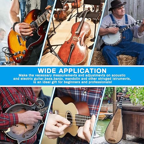 Miniatura 7 de Kit de herramientas de reparación de guitarra, kit de mantenimiento de guitarra con alicates de alambre, organizador de cuerda, protector de