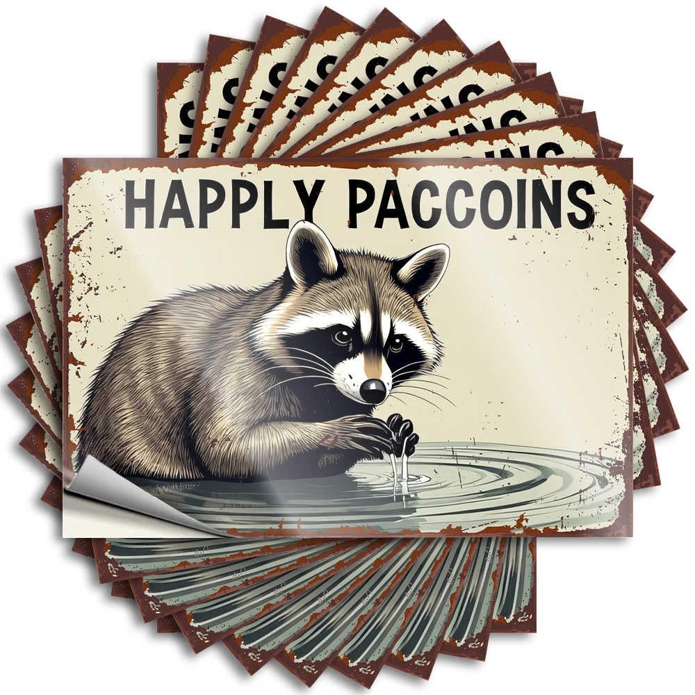 Fzfn Colour Custom Sticker Aesthetic Decals, Country Room Decor Cute Pattern Design For Darts Notebook | Tumbler Removable Vinyl Happily Paccoins: Raccoon Reflections In Water(12X18cm)