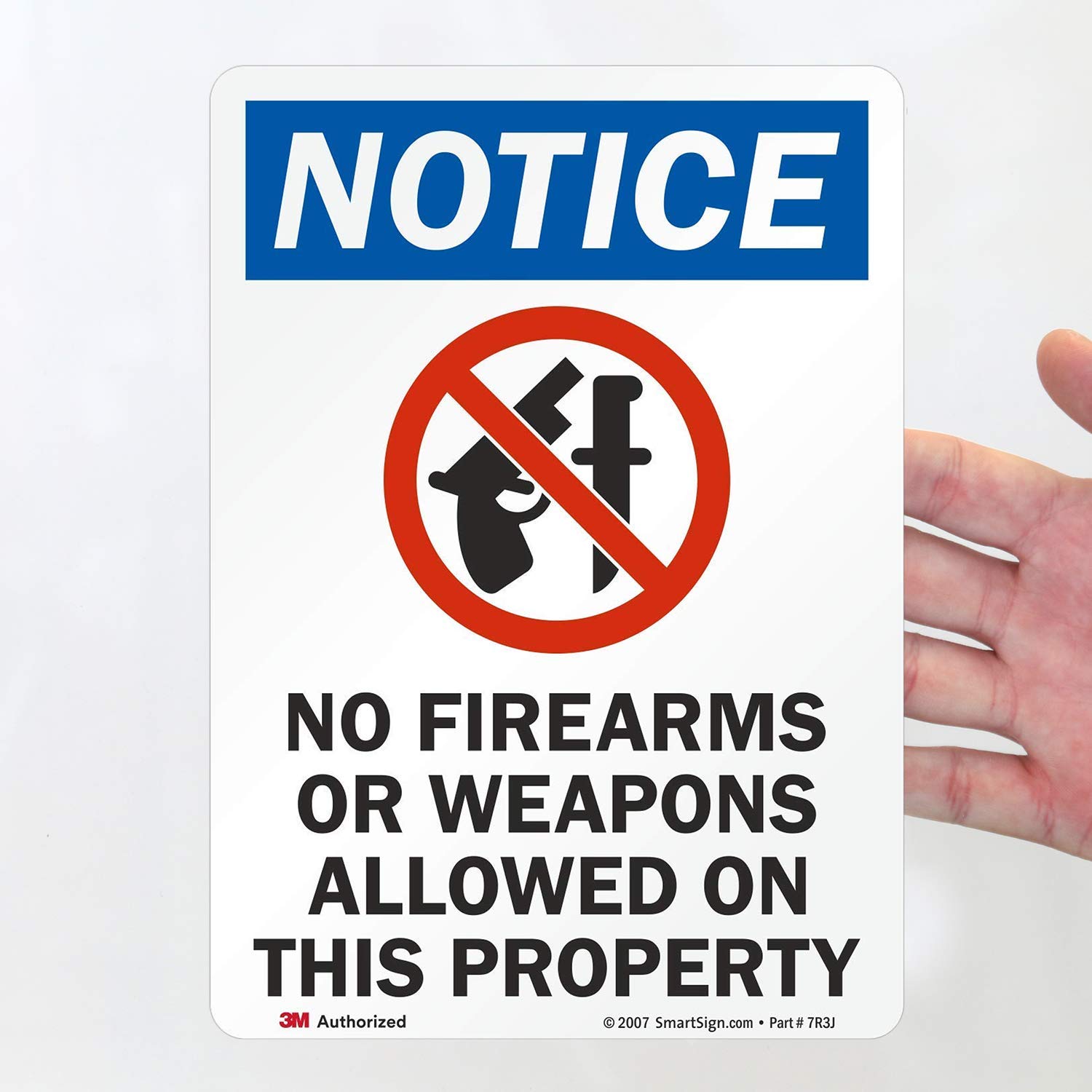 SmartSign 3M Engineer Grade Reflective Label, Legend "Notice: No Firearms/Weapons Allowed on Property" with Graphic - Image 4