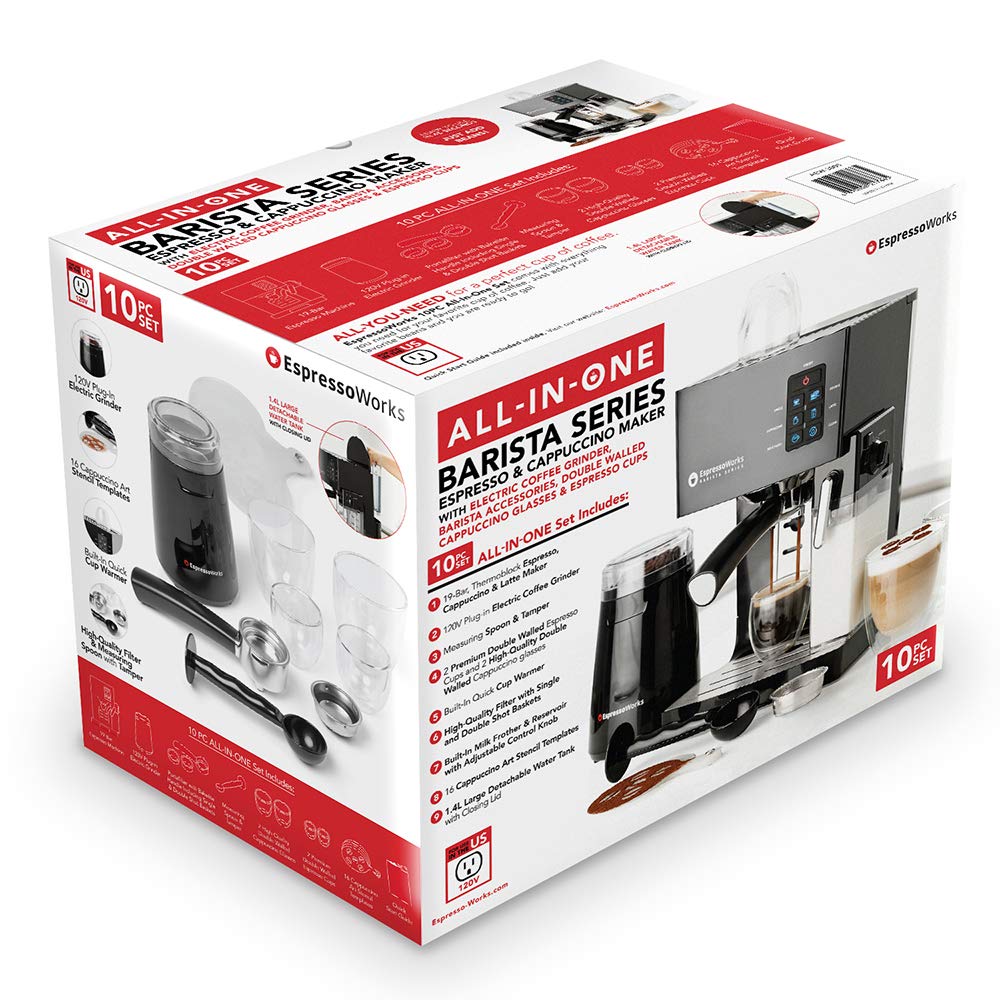 Buy Espresso Machine, Latte & Cappuccino Maker 10 pc AllInOne Espresso Maker with Milk
