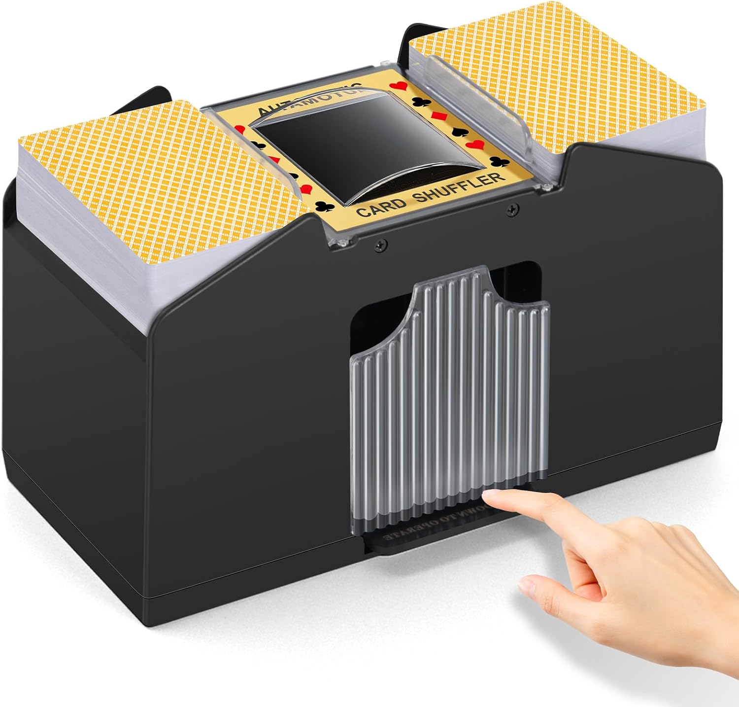 YUCEEN Automatic Card Shuffler 1/2/4/6 Decks,Battery Operated Electric Playing Card Shuffler for UNO,Casino Card Game,Poker,Phase 10,Blackjack,Texas Hold'em,Home Card Games