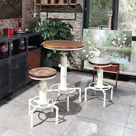 Amazon.com - Topower 3 Piece Pub bar Set Vintage Industrial Round bar ...