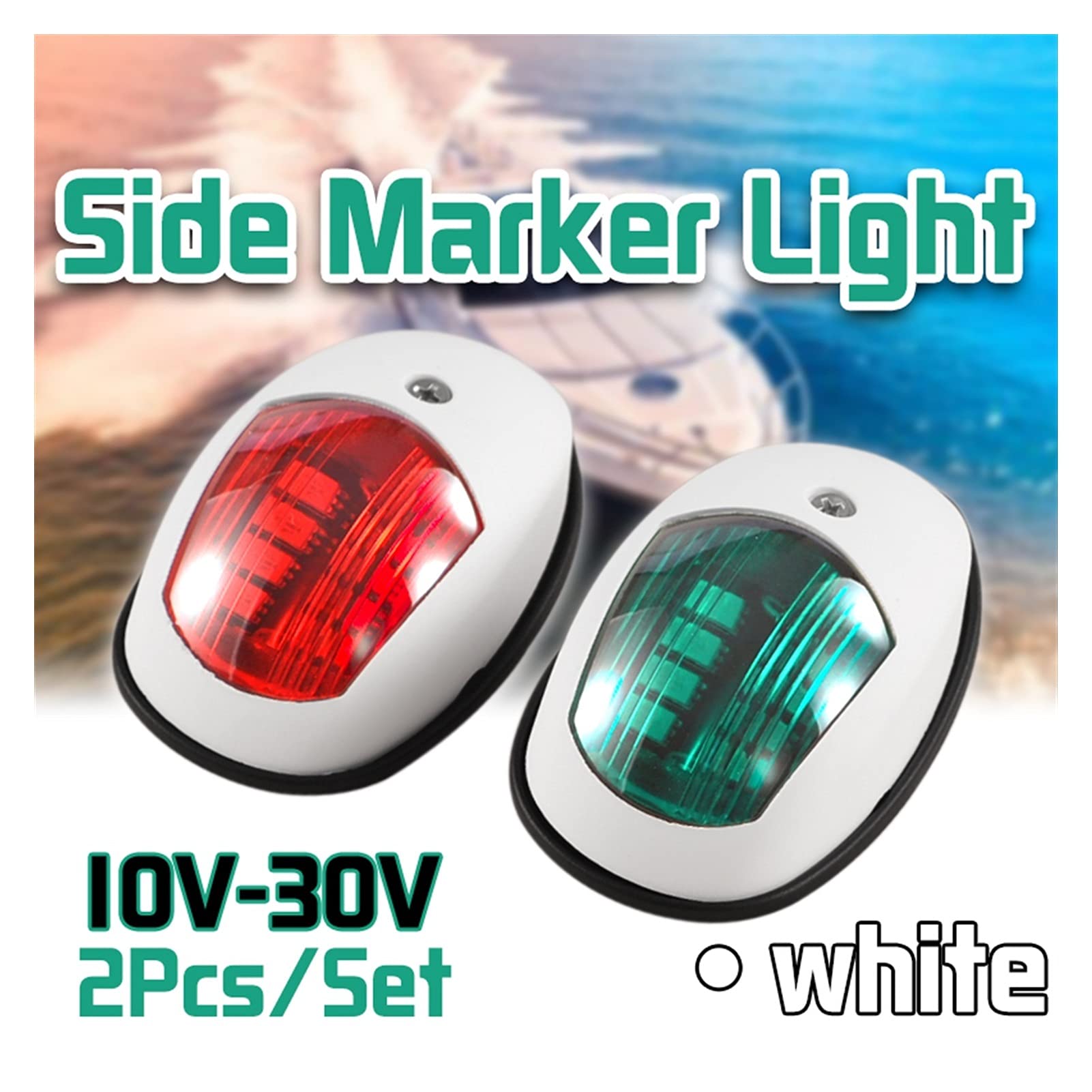 2pcs / set universale ABS LED. Lampada del segnale di avvertimento luminoso navigazione for la lampada yacht della barca marina Trailer rimorchio Van 10V-30V Per la navigazione e la pesca(White)