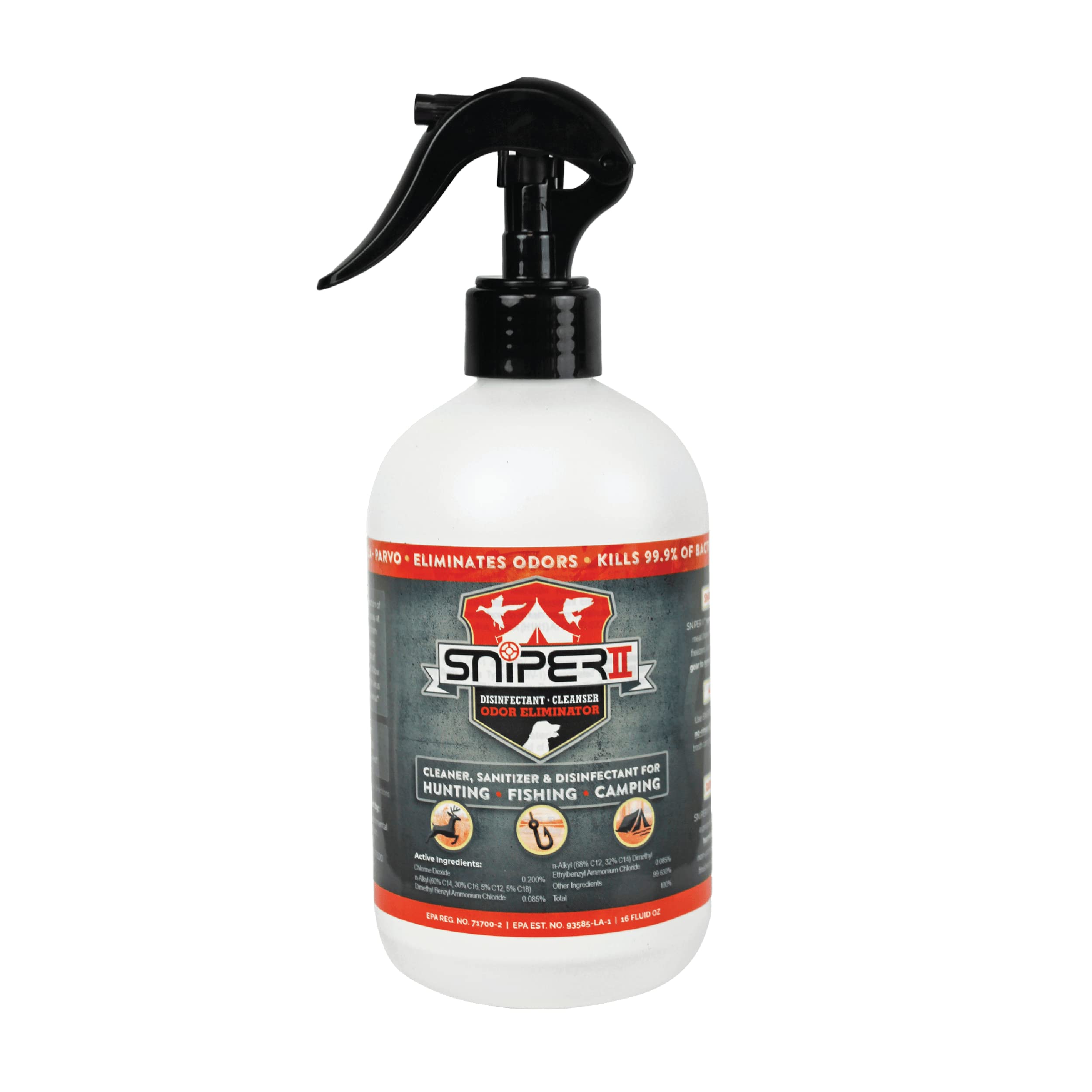SNiPER II Disinfectant Cleanser and Odor Eliminator Cleaner for Outdoor Disinfecting Purposes Use for Hunting Fishing and Camping