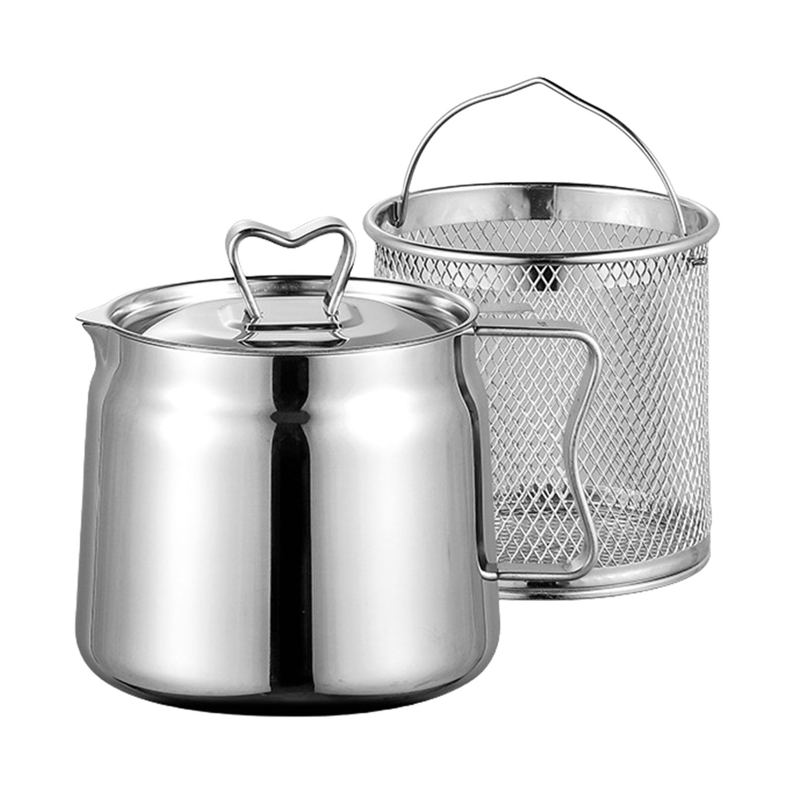 Jazuaiao 1500Ml Professional Oil Filtration Kettle With Detachable Basket Kitchen Utensil For Frying Food Safely Stainless Steel Pots With Lid Stainless Steel For Kitchen