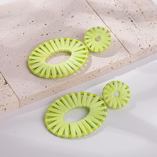 Miniatura 7 de Aretes de rafia, bohemios, aretes colgantes para mujer, hechos a mano, de moda, joyería bohemia de regalo para niñas