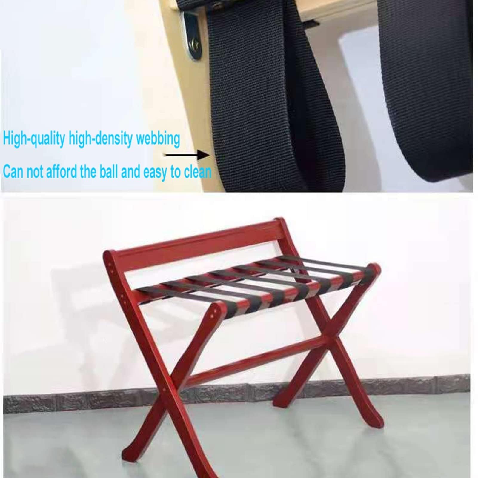 Portaequipajes de madera maciza for hotel, soporte for maletas, estante for guardar maletas, estante for maletas, zapatero o suelo plegable for el hogar, 80 x 50 x 68 cm.(White)