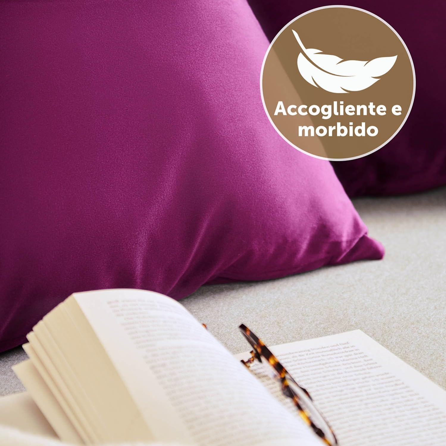 Douceur De Plumes Set di 2 Federe Cuscini Decorativi Tinta Unita in Velluto Viola Lavanda 30x50, Federa Quadrata Moderna e Morbida, Decorazione Soggiorno Divano Camera Letto (2 Viola Lavanda
