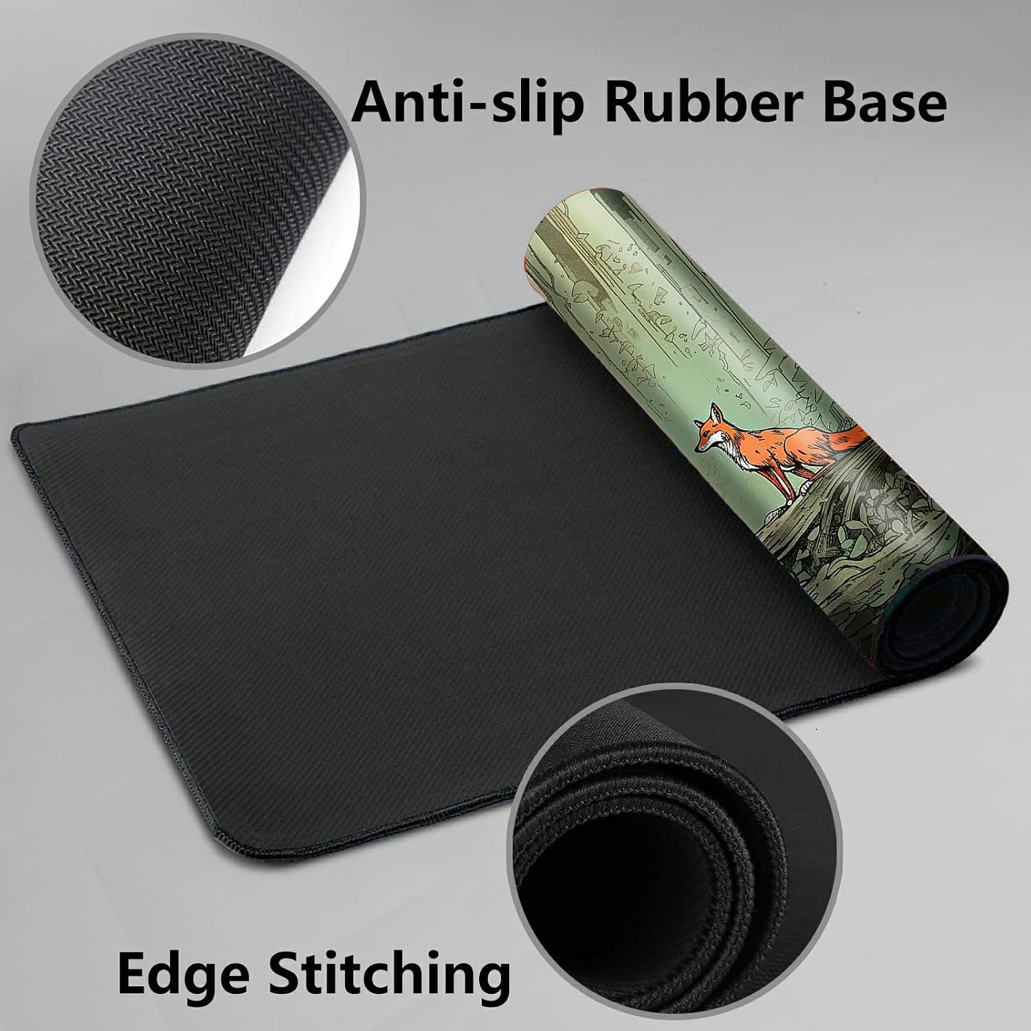 for MTG Playmats with Storage Bag, TCG Playmat MTG Game Mat with Stitched Edges, 24" x 14" Commander Board Battle Game Card Playmat, Smooth Surface Desk Mat for Card Games, Fox Froest