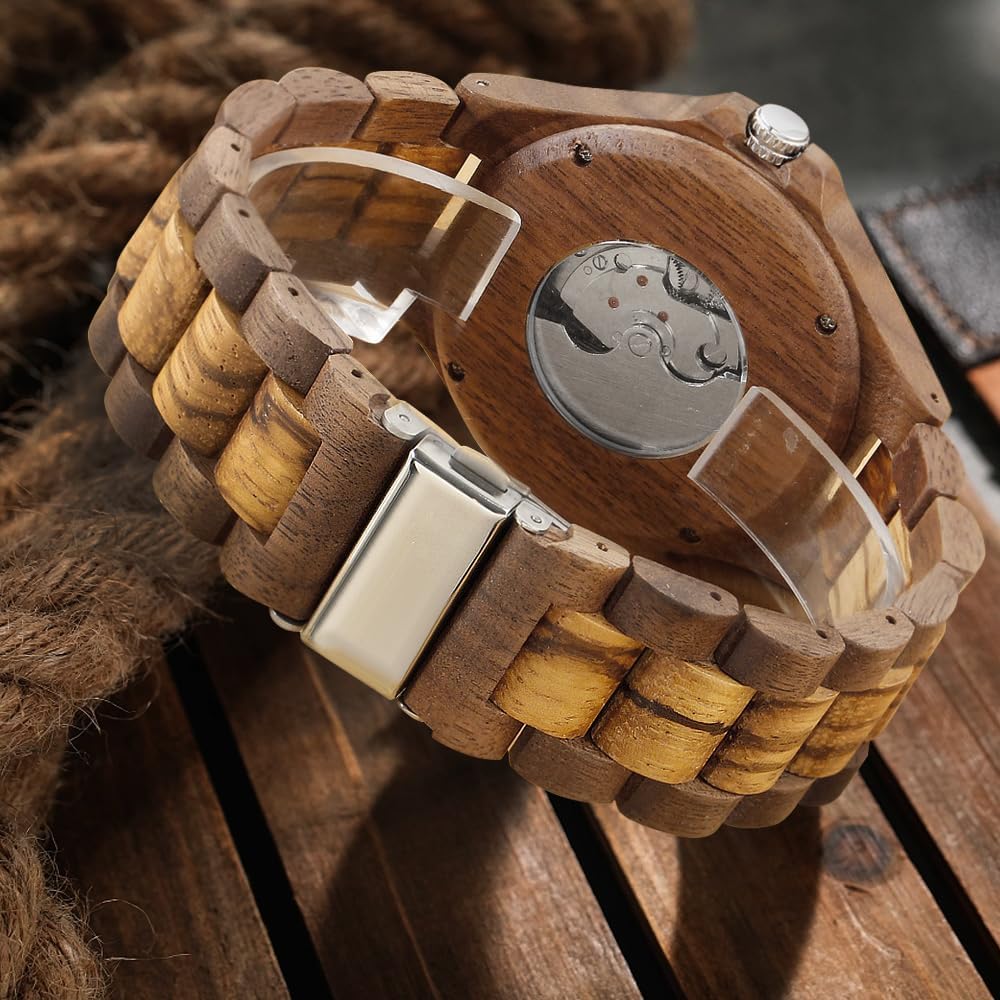 Dentily Men's Wooden Self-Winding Skeleton Watch Kenya Ubuy