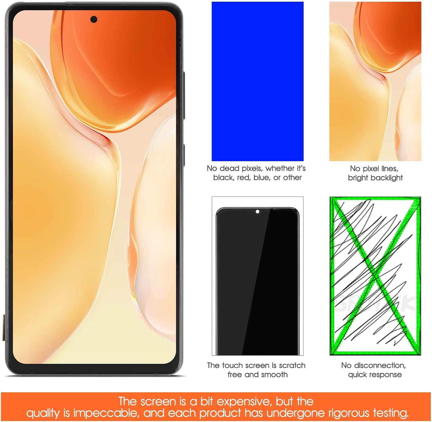 OLED for Samsung Galaxy S21 FE 5G Screen Replacement for Samsung S21 FE 5G LCD Display SM-G990B SM-G990U SM-G990W Digitizer Touch Screen Assembly Repair Parts with Frame(with Fingerprint Function)