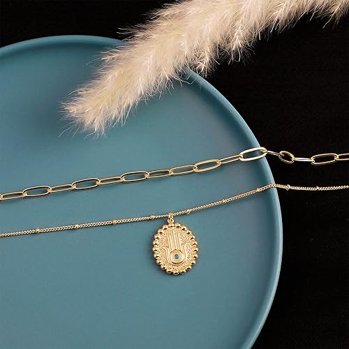 Vista 4 de Mevecco - Collar con dije en forma de corazón en niveles, hecho a mano, chapado en oro de 18 quilates, delicado, diseño de flecha, collar largo