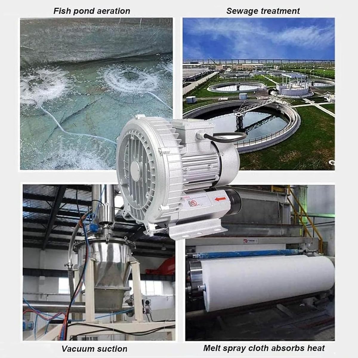 High-Performance 180W Single Phase Vortex Ring Blower - 2980 RPM Industrial Side Channel Air Blower for Efficient Air Blowing and Ventilation (0.24 HP)