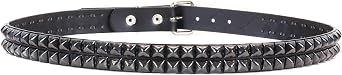 Two Row Black Pyramid Stud Belt Made In USA Genuine Leather Punk Goth Thrash Metal