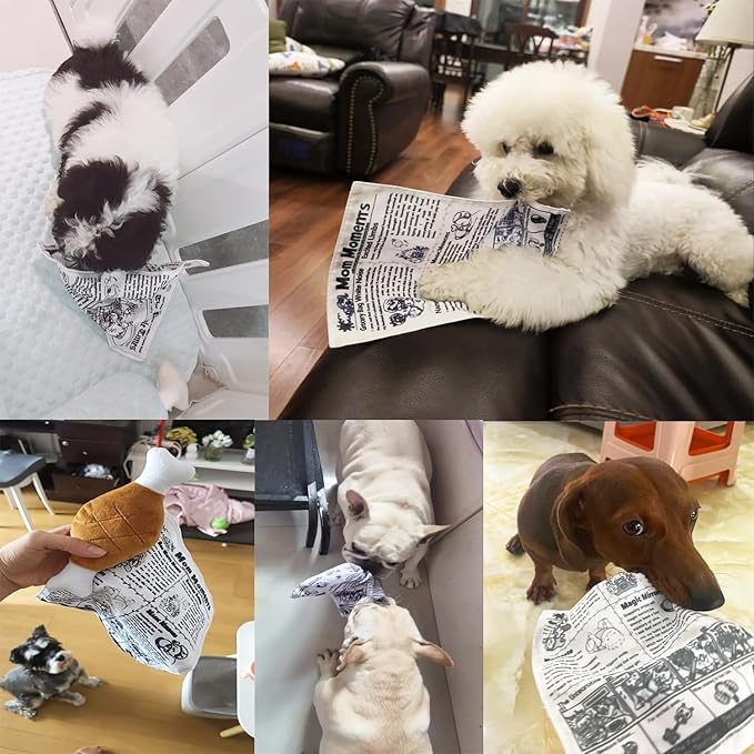 Pack de 3 Juguetes para Perros Chirriantes con Papel Crujiente, Lavables miniatura 6