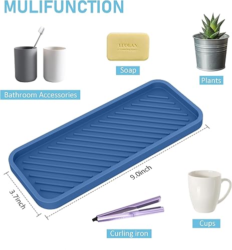 Miniatura 4 de Soporte de esponja de silicona para fregadero de cocina, 2 piezas más gruesas, bandeja para fregadero de cocina