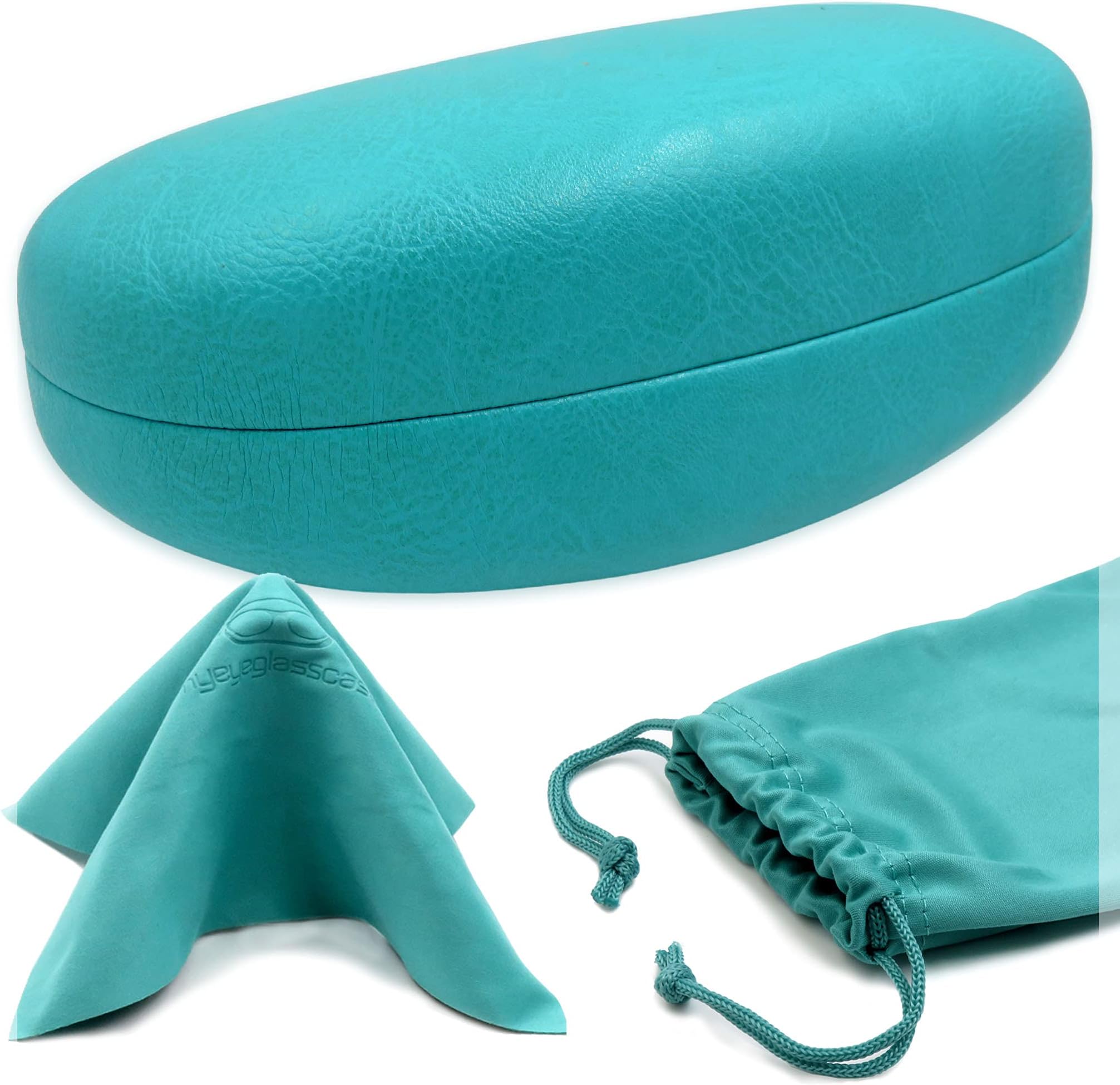 Large Hard Sunglasses Case | fits Large curved Sunglasses, with microfiber bag and cleaning cloth