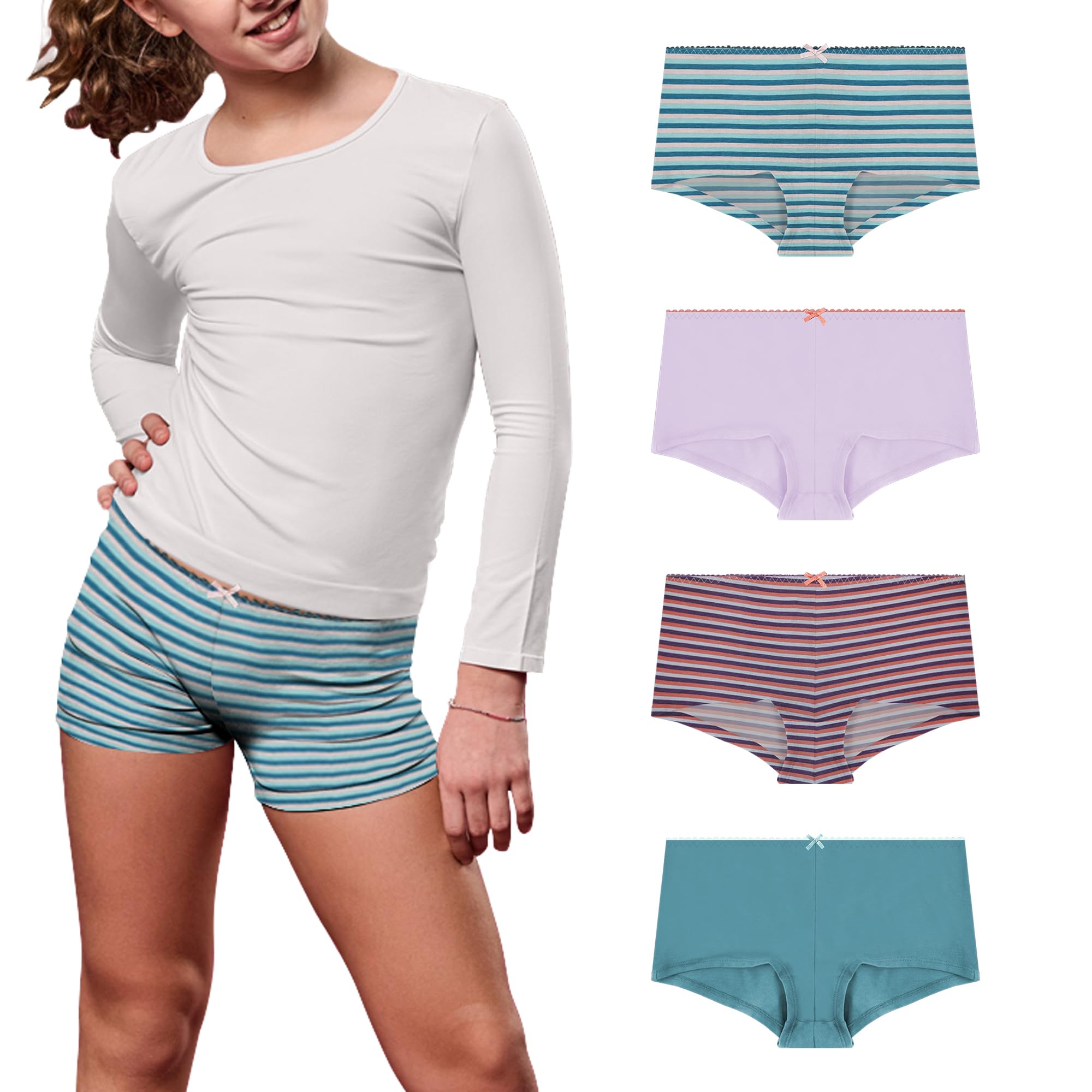 Teenage Girls Boyshort Underwear Stretchable Cotton Briefs Boy Leg Big Girls Panties Combo Pack (Pack of Any Random Prints and Colours) Multicolour-image-47