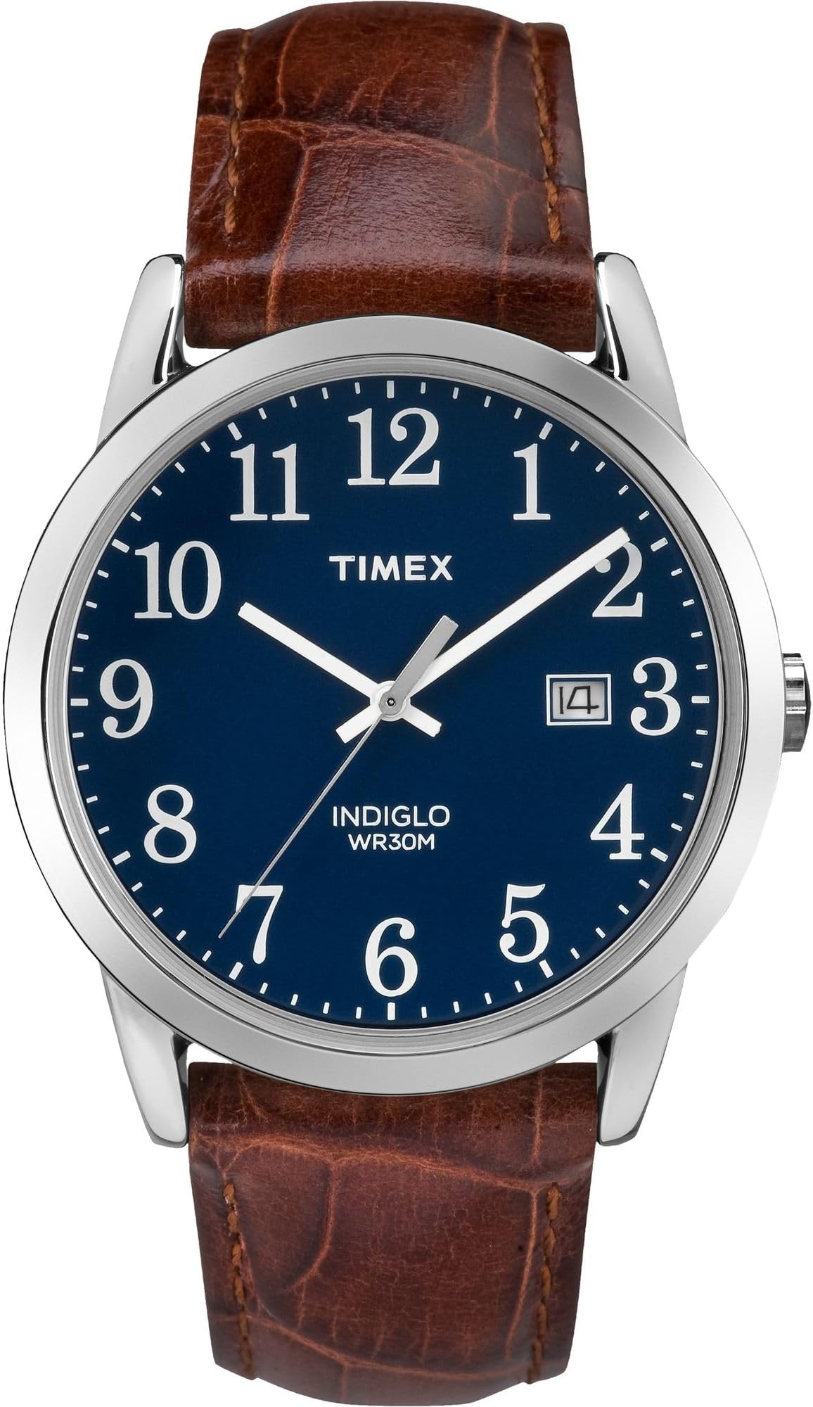 Easy Reader Men's 38mm Brown Leather Strap Date Window Quartz Watch TW2R63800