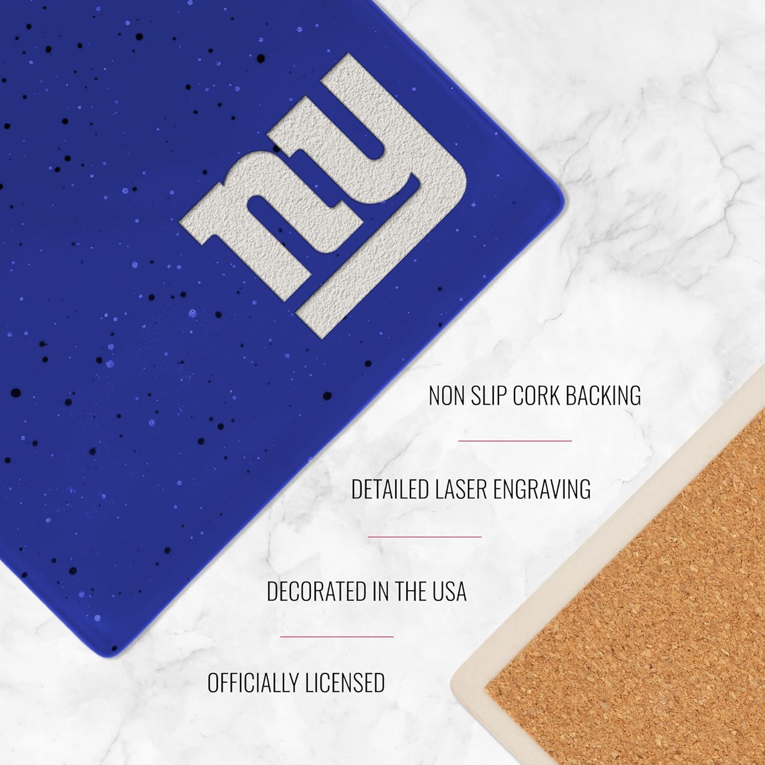 Rico Industries NFL Football Standard Set of 4 Ceramic Drink Coasters with Non-Slip Cork Base for Drinks