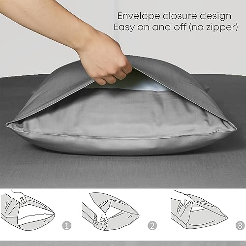 Miniatura 4 de Linenwalas Juego de sábanas 100% eucalipto, Tencel Lyocell tamaño individual XL, refrescante, transpirable, seda suave, 1 sábana bajera y 1 funda de