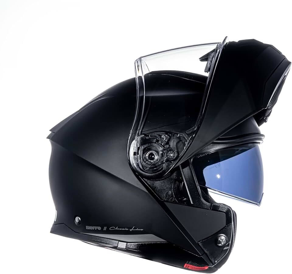 Capacete Moto Bieffe B-Dynamic Escamoteavel Preto Fosco Com Óculos Solar Interno