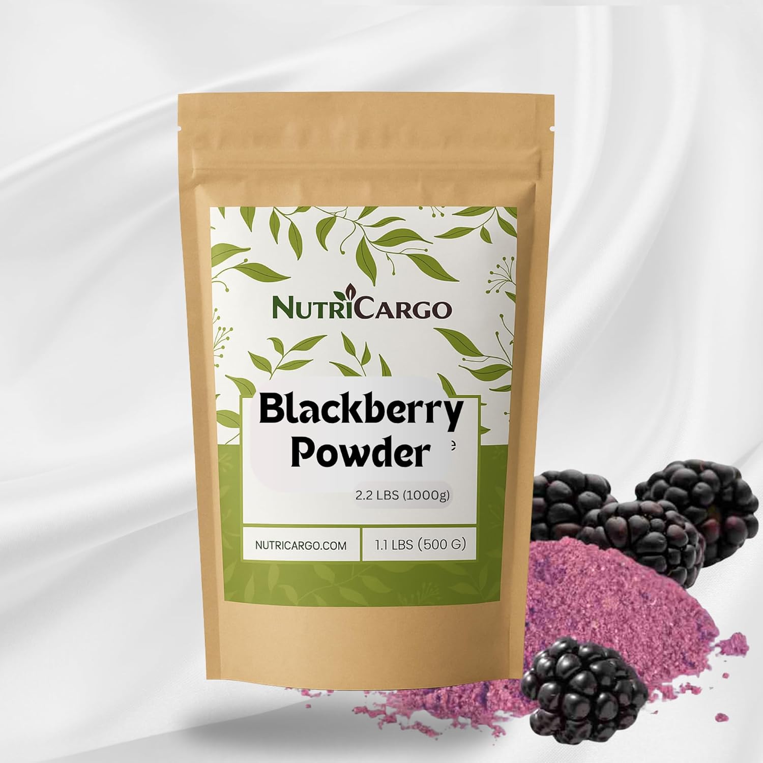 NutriCargo Blackberry Powder 2.2 lbs (1000g) – Made from Fresh Frozen Blackberries – Fine Fruit Powder for Smoothies, Baking, Flavoring & Culinary Use – Valued for its natural properties
