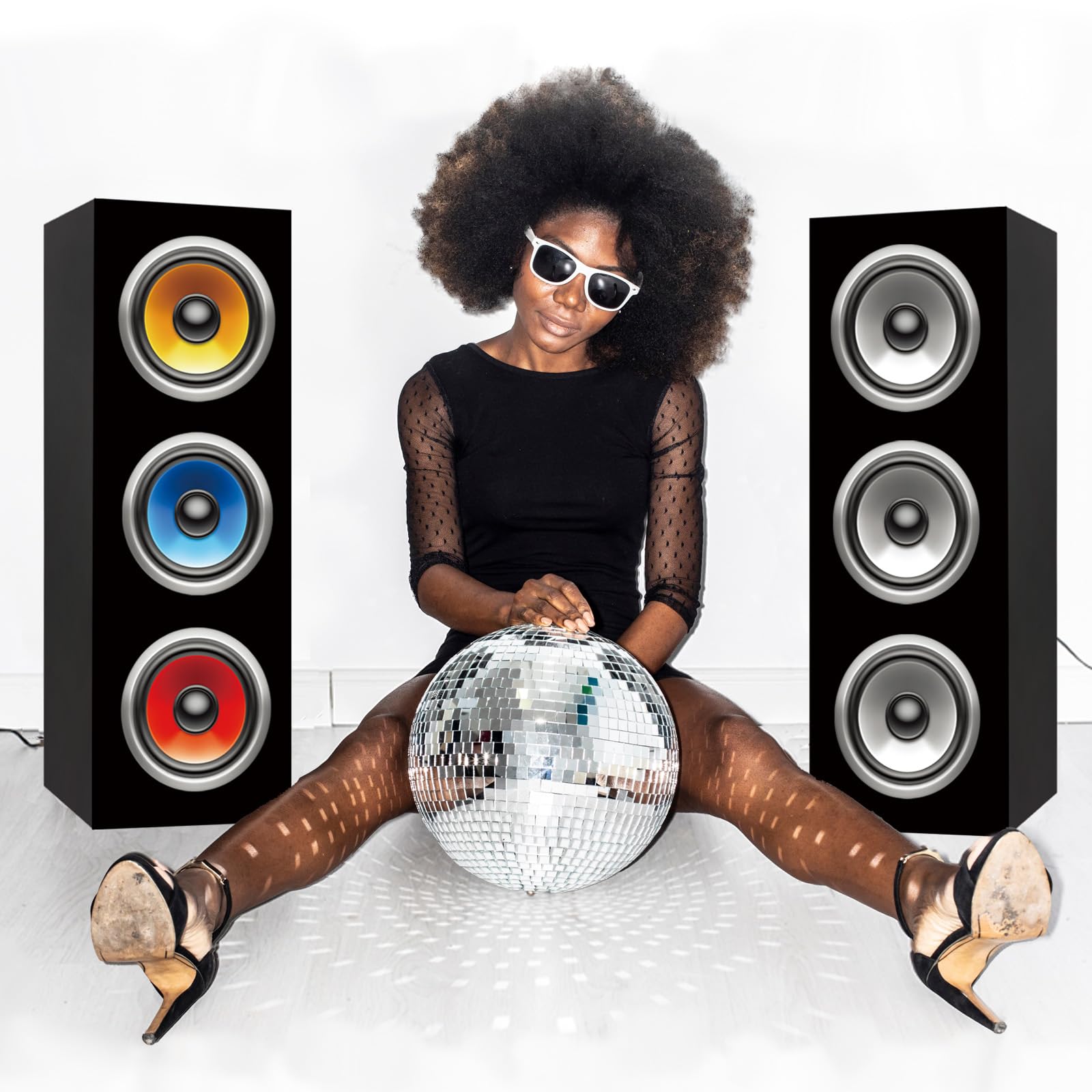 4 szt. dekoracje imprezowe w stylu lat 80. i 90., hip-hopowe, duże papierowe pudełka Boombox do retro lat 80. i 90., tematyczna muzyka, neonowa dekoracja, 4 x 15 x 15 cm (różne kolory)
