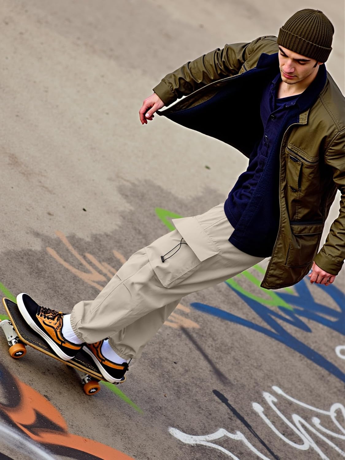 JMIERR Men's Baggy Cargo Pants Trendy Casual Parachute Pant Loose Fit Harem Joggers with Pockets for Streetwear - Image 8